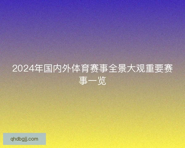 2024年国内外体育赛事全景大观重要赛事一览