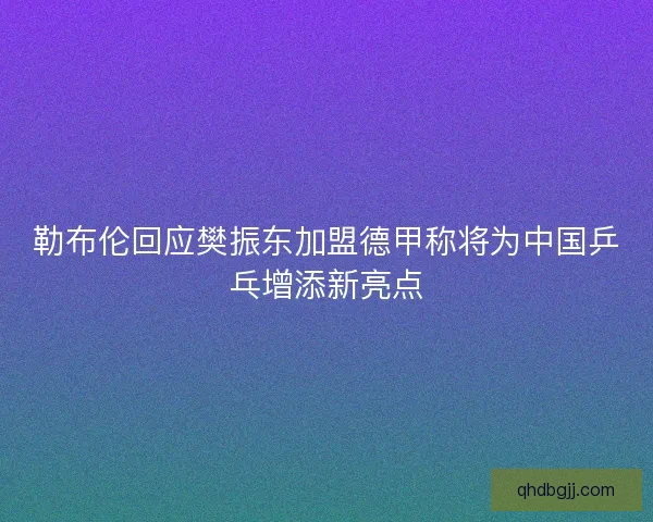 勒布伦回应樊振东加盟德甲称将为中国乒乓增添新亮点