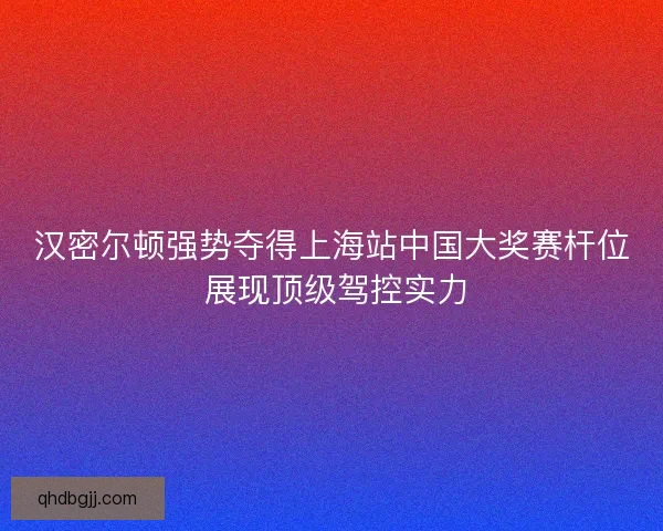 汉密尔顿强势夺得上海站中国大奖赛杆位 展现顶级驾控实力